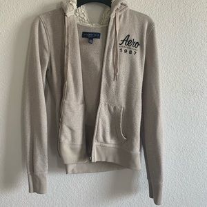 Aeropostale girls zip up cream size extra small